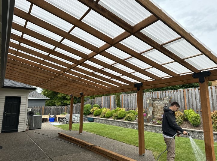 Cedar Patio Cover with Polycarbonate Roof 9