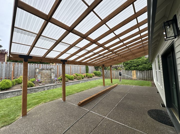 Cedar Patio Cover with Polycarbonate Roof 10