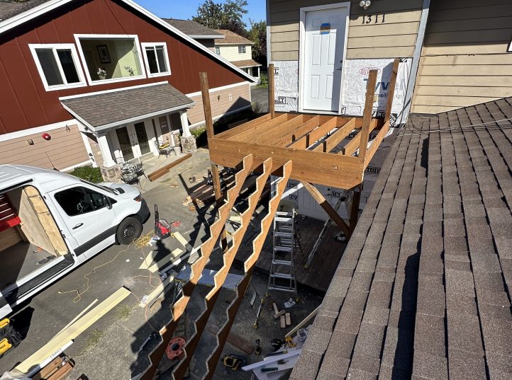 Cedar Balcony Deck with Stair Access 14