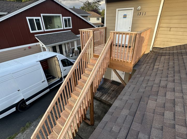 Cedar Balcony Deck with Stair Access 2