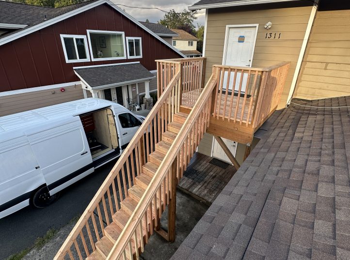 Cedar Balcony Deck with Stair Access 3